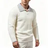 Nueva colección de otoño e invierno para hombre: suéter con cuello de piel sintética en colores contrastantes, disponible en tallas grandes, una prenda de punto casual y versátil