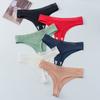 Roupa Íntima Canelada Transfronteiriça, Calcinhas Femininas Sexy de Malha Respirável de Cintura Baixa, Tanga Canelada, Cueca T de Algodão Puro