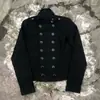 Chaqueta Militar Napoleonica Vintage para Mujer Estilo Y2K Cuello Alto Hombreras Múltiples Filas de Botones Cintura Ceñida Chaqueta Corta Top Gótico