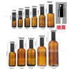 Frasco de óleo essencial marrom 10ml 5ml frasco de óleo essencial de vidro marrom bloqueador de luz para decantação bomba UV cabeça de bomba tampa de alumínio galvanizada spray