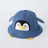 Sombrero de Cubo para Salidas de Niños en Primavera y Otoño, Sombrero de Cubo Bordado de Pingüino para Bebés de 1 a 5 Años, Sombrero de Sol de Algodón Versátil al por Mayor
