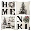 Amazon Transfronterizo Temu Nuevo Cojín de Almohada Navideño Decoración para el Hogar Felpa Corta Lino Funda de Almohada Estampada
