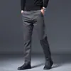 Pantalones casuales para hombre, algodón, corte slim, rectos para el trabajo, sin arrugas, color liso, pantalones elásticos para hombre
