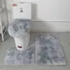 Alfombrilla de suelo para inodoro Juego de tres piezas Alfombra de baño de lana de seda Alfombra de color sólido para baño Alfombrilla de suelo para inodoro Antideslizante Absorbente Alfombra Venta al por mayor