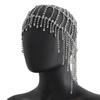 Moda de Lujo Europea y Americana Estilo Étnico Exagerado Tocado de Borla Completamente Incrustado de Diamantes Cadena de Diadema de Diamantes Brillante para Escenario y Pasarela Elegante