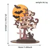 Decoraciones de Escritorio para Halloween, Adornos de Madera de Árbol Muerto y Luna, Exhibición de Ventana de Halloween, Arreglo de Mesa de Comedor, Exhibición de Lápida de Fantasma