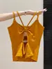Camisola de verano para mujer con lazo en la espalda y corte, con copas en el pecho, elegante y ajustada, adecuada para usar como prenda exterior
