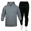 Conjunto Casual Esportivo Patchwork Masculino Outono e Inverno Moda de Rua Conjunto de Moletom com Capuz Roupa Esportiva Fitness Terno Casual