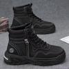 Botas Masculinas de Cano Alto para Inverno, Caminhada Casual, Sapatos de Trabalho Antiderrapantes, Superfície de Couro, Impermeáveis, Sola Grossa, Aumentam a Altura, Botas Martin Brancas
