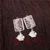 Pendientes Vintage Bordados Hechos a Mano de Estilo Étnico de Moda con Borlas Pequeñas, Joyería de Plata Miao de Yunnan, Color Blanco, Tamaño 41
