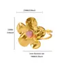 Anillo Hueco de Flor de Acero Inoxidable Dorado Nuevo Transfronterizo Anillo de Pétalo para Mujer Anillo Multicapa de Acero de Titanio para Mujer