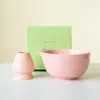 Tazón de té japonés Nuevo Rosa Hecho a mano Retro Roscado Tazón de Matcha Cerámica Tazón de Burbuja Seca Herramienta de té Accesorios