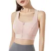 Sutiã Esportivo à Prova de Impacto Peça Única Zíper Frontal Push-Up Roupa Externa de Alta Intensidade Costas Bonitas Fitness Yoga Sutiã Regata