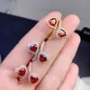 Anillo de Granate Rojo Natural Plata 925 Incrustado de Precisión con Granate Puro Piedra para Mujer, Piedra Principal 6*6mm