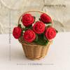 Novo Estilo Pequena Planta em Vaso com Flores Azuis Crochê de Fio Feito à Mão Planta em Vaso com Flor Puff Decoração de Mesa Ornamento Flor Artificial Tricotada