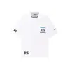 Camiseta de Manga Curta Bordada com Letras Sânscritas Estilo Retro High Street Americana para Mulheres, Tops Casuais Soltos de Verão Estilo College para Casais