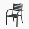 Conjunto de Mesa e Cadeiras de Madeira-Plástico para Exterior em Metal Pátio Mesa de Jantar de Lazer para Exterior Anti-corrosão Mesa e Cadeiras Pequenas para Varanda Aberta Jardim