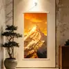 Pintura de Parede Montanha Dourada com Luz do Sol, Pintura Decorativa para Sala de Estar, Pintura em Rolo Minimalista Moderna para Fundo de Sofá, Pintura com Motivo de Montanha, Pintura para Hall de Entrada