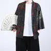 Cardigan de Protección Solar para Hombre Primavera y Verano Estilo Chino Retro Dinastía Han Top de Traje Tang Estampado Chaqueta Túnica Holgada con Botones para Hombre