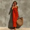 Vestido Largo de Color Sólido con Tirantes Finos, Estilo Europeo y Americano, Cruzado, para Mujer, Moda Suelta, Nuevo de Verano 2026, Sitio Independiente de Amazon
