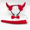 Faixa de Cabeça com Chifres de Halloween Conjunto de Tridente Faixa de Cabeça de Diabo Vermelho Adereços para Show de Máscaras Infantil e Adulto