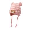 Sombrero Infantil de Dibujos Animados Otoño e Invierno Rayado Grueso Cálido Sombrero de Lana Tesoro de Hombre Tesoro de Mujer Gorro Tejido con Orejas de Oso