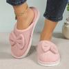 Fábrica Fonte Transfronteiriça Popular Chinelos de Algodão Femininos com Laço de Veludo Cotelê Customização em Pequeno Lote Chinelos de Algodão com Etiqueta Sapatos de Algodão para Outono e Inverno