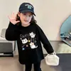 Camiseta de Manga Larga de Algodón Puro para Niña Estampado Lindo de Principios de Otoño Ropa Interior para Niña Estilo Nuevo Ropa para Niños Medianos y Grandes Top