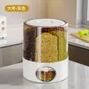 Contenedor giratorio de arroz de grado alimenticio para uso doméstico, caja de almacenamiento de granos, a prueba de insectos, a prueba de humedad, sellado, tipo prensa, contenedor de almacenamiento de arroz de gran capacidad