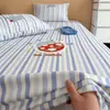 Lençol de Cama de Tecido Grosso Antigo de Verão Classe A Algodão 100% Dormitório Estudantil Cama de Solteiro Linho Conjunto de Três Peças