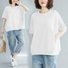 Talla extra y engordada mujeres 200kg verano holgada talla extra cubierta de carne adelgazante chaqueta color sólido cuello redondo manga corta camiseta