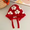 Bonitos calentadores de orejas cálidos para bebé, otoño e invierno, puntera cerrada, lana, sombrero de princesa, gorro de punto para niña pequeña, invierno