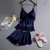 Pijama Emocional Feminino Roupa de Casa Conjunto de Duas Peças com Bojo Nova Alça de Renda Cetim Conjunto de Casa de Duas Peças