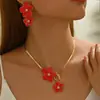 Conjunto de Joyería Estilo Francés Elegante y de Alta Gama Estilo Banquete Transfronterizo con Artesanía de Esmalte, Collar Pintura al Óleo, Aretes y Aretes de Presión