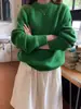 Elegante suéter redondo de imitación de pelo de mapache en color gris para mujer, suéter holgado y casual de manga larga para otoño e invierno