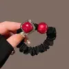 Elástico de Cabelo Vermelho em Formato de Coração para Jovens Mulheres, Estilo Coreano Luxuoso, Scrunchie em Formato de Coração para Penteados de Coque, Corda de Cabelo para Rabo de Cavalo Alto, Acessório de Cabelo