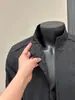 Jaqueta corta-vento slim fit com gola alta outono marrom escuro fosco casaco de negócios casual zíper bolso oculto linha de ombro