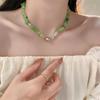 Colar de contas elegante da Coreia do Sul para mulheres em design de nicho Pingente de amor de pérolas joias combinando no atacado
