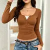 Top Casual de Moda para Mujer 2026 Color Sólido Cuello Cuadrado/Redondo Botón de Encaje Cintura Ajustada para Venta Transfronteriza en Amazon Europeo y Americano