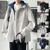 Forro de Color Contrastante, Doble Cara, Chaqueta Impermeable y Cortavientos Fina para Primavera y Otoño, Chaqueta con Capucha Versátil Unisex para Viajar
