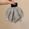 Estilo Coreano High-End Chiffon Bolinhas Laço Presilha para Rabo de Cavalo Novo Temperamento Presilha Fofa para Cabelo Atrás da Cabeça Presilha de Garra Acessórios de Cabelo