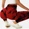 Cross-border Peach Hip-lifting Calças justas Tie-floating Seamless Tie-dyeing Calças justas esportivas Abdominal Tight Cintura alta Yoga Fitness Calças