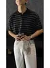 Camiseta Masculina de Verão Fina Malha Gola Polo Manga Curta Estilo Old Money Maduro Leve Tendência Cool Casual Versátil