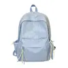 Mochila de Rayas de Color Sólido Ins Estilo Coreano para Mujer, Gran Capacidad, Bolso Escolar para Estudiantes Estilo Universitario, Mochila Versátil Casual para Viajes Diarios