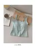 Moda Primavera y Verano Chica Atrevida Chaleco de Encaje Falso de Dos Piezas con Diseño de Tirantes y Almohadilla para el Pecho Estilo Coreano Estilo Hong Kong Tirante Exterior
