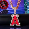 Joyería Moda Transfronteriza Europea y Americana Diamante Equipo Ángel Rojo Ángulo de Béisbol Collar Marca de Moda Versátil Hip-Hop Colgante