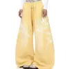 Pantalones de Chándal Casuales con Estampado de Letras Retro Americano para Mujer 2026 Primavera y Verano Nuevo Estilo Holgados Versátiles de Pierna Ancha Largos Modernos