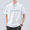 Camisa Polo Bordada de Manga Curta para Homens 2025 Nova Tendência de Verão Tops Largos para Meninos Camiseta de Lapela de Meia Manga