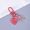 Chaveiro Urso Coração Transparente Gelatina Pingente Pequeno Transparente Fofo Etiqueta Coração Acessório DIY Charme Macaron