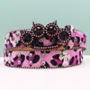 Cinto Punk Europeu e Americano Estampa de Leopardo Estilo Nicho Tendência Fivela de Garra de Tigre Tachas Pedraria para Jeans Feminino